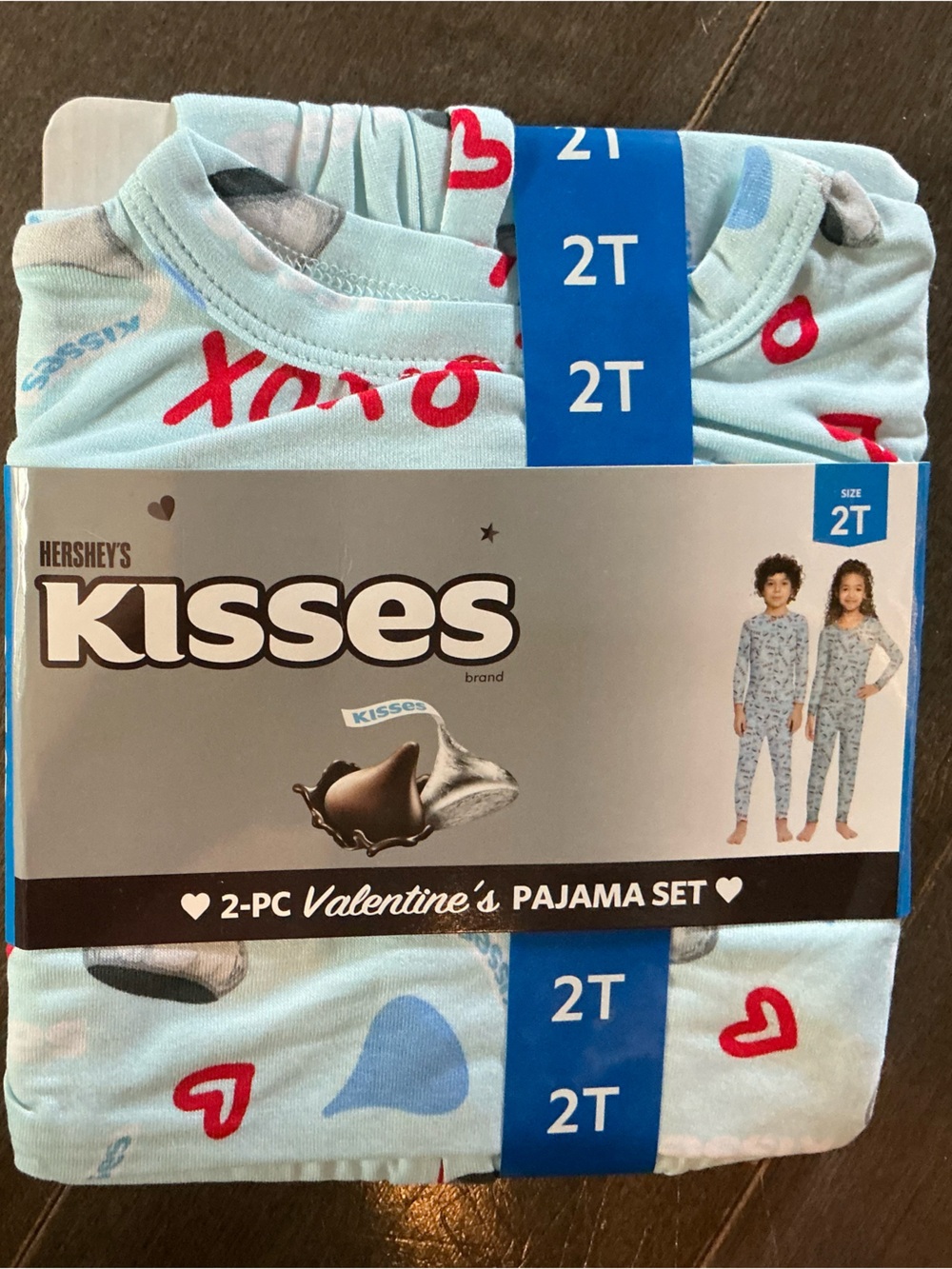 NWT Hershey’s Kisses Valentine Pajama Set 2T Toddler 2 Piece Hearts XO